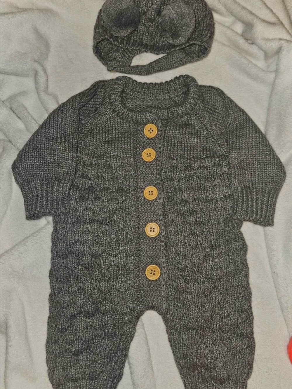 Allshope 3 month Baby Knit Sweater Romper With Hat
